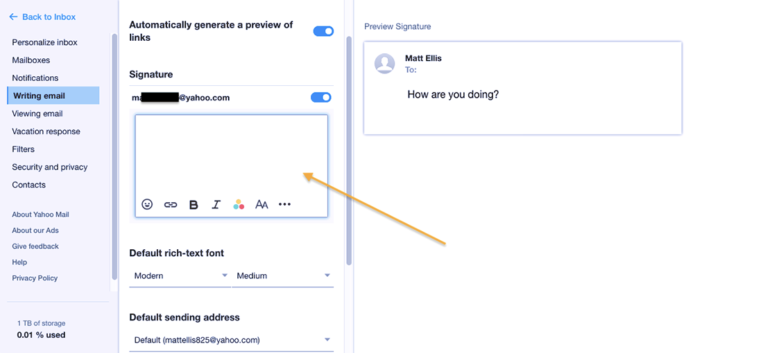 Yahoo ile e-posta imzası nasıl oluşturulur