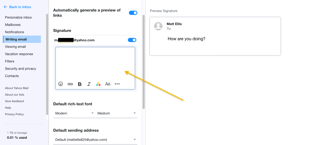 Yahoo ile e-posta imzası nasıl oluşturulur