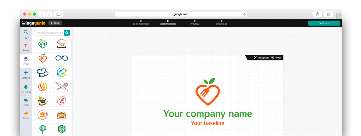 Logogenie'nin gıda logosu üreticisi